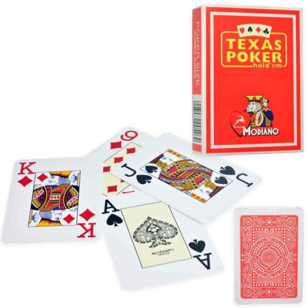 Modiano Italian 100% Plastic Playing Cards Texas Poker Red Swirl Design 