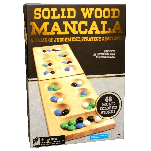 for Ages 8 to Adult Regal Games Foldable Wooden Mancala Board Game with 48 Glass Stones 